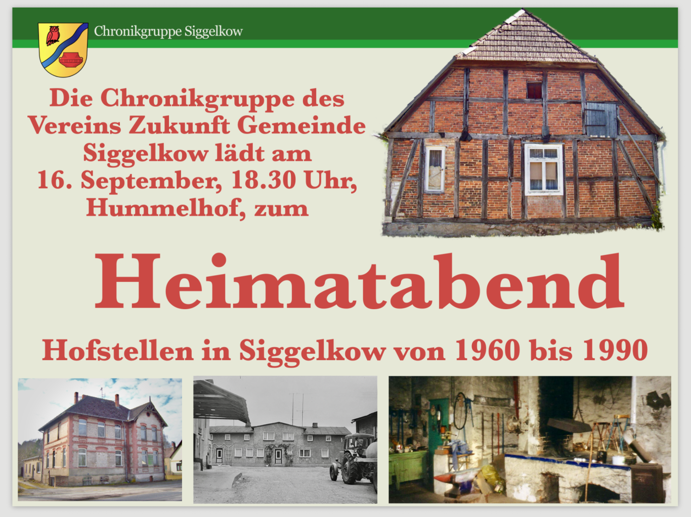 Heimatabend in Siggelkow Einladung zum Heimatabend in Siggelkow.